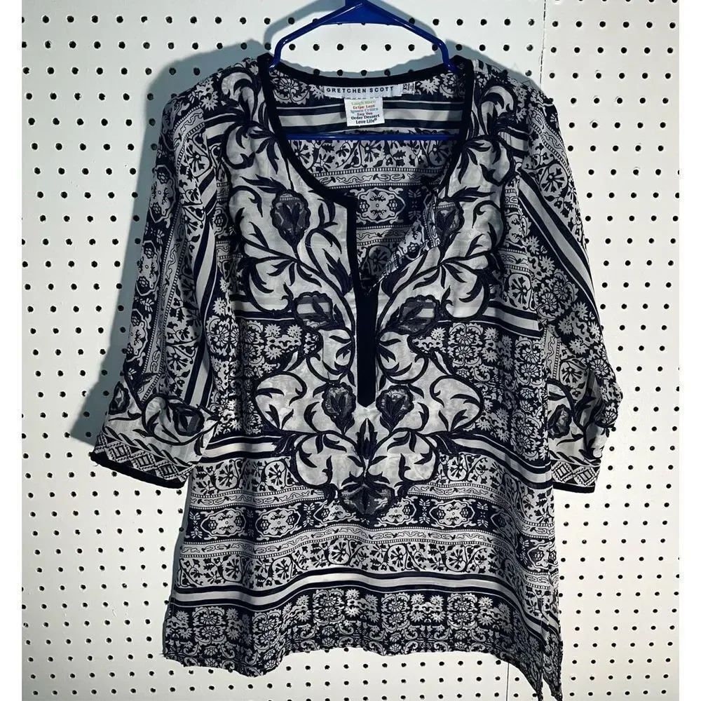 Gretchen Scott embroidered tunic top